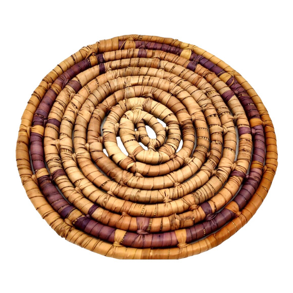 4 Handcrafted Vintage African Coil Basket Woven Wicker Rattan Trivets Wall Decor - Picture 11 of 16